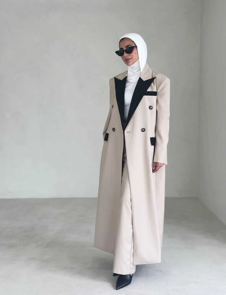 CONTRAST COLOR LONG BLAZER W/ POCKETS SETS