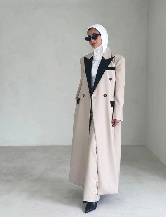 CONTRAST COLOR LONG BLAZER W/ POCKETS SETS